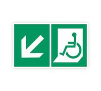 Sticker panneau SORTIE PMR handicapé bas gauche autocollant (taille L : 22,5cm x 13,5cm)