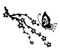 Sticker papillon et branche florale