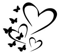 Sticker papillons et trois coeurs