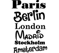 Sticker Paris - Berlin - Londres - Madrid - Stockholm - Amsterdam