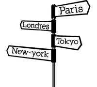 Sticker Paris Londres Tokyo panneau