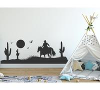 Sticker Paysage Cowboy Cactus - Nombreuses tailles et couleurs disponibles