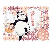 Sticker personnalisable prénom panda en balade florale