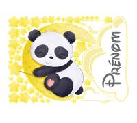 Sticker personnalisé prénom panda rêveur + 40 étoiles