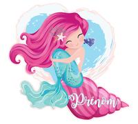 Sticker personnalisé prénom sirène sur le coquillage