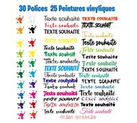 Sticker personnalisé vinyle pour voiture, mur ou ordinateur - Autocollant texte libre, choix multiple de couleurs et de typographies