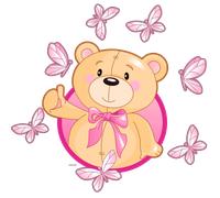 Sticker Petit ourson et ses papillons