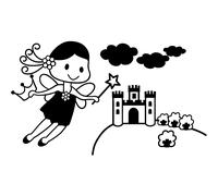 Sticker Petite fée au dessus du château