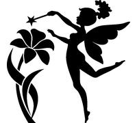 Sticker Petite fée avec une fleur géante