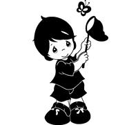Sticker Petite fille chassant un papillon