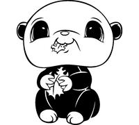 Sticker Petite ours mangeant une feuille