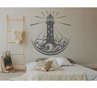 Sticker Phare et mer agitée - Nombreuses tailles et couleurs disponibles