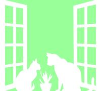 Sticker Phosphorescent Couple de chats sur une fenêtre
