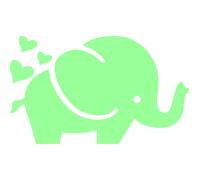 Sticker phosphorescent Elephant avec des coeurs