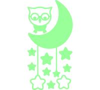 Sticker phosphorescent hibou la lune et étoiles