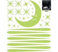 Sticker phosphorescent lune et 30 étoiles filantes