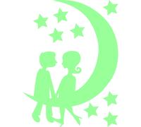 Sticker Phosphorescent Silhouette couple sur la lune