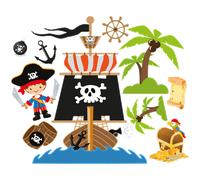 Sticker pirate et son bateau