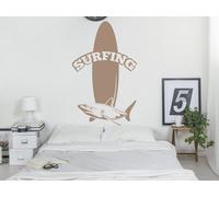 Sticker Planche Surf Requin - Nombreuses tailles et couleurs disponibles