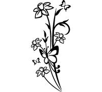 Sticker plante florale et papillons