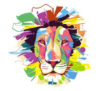 Sticker pop art lion majestueux