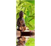 Sticker Porte 3D 63x205 cm - Bouddha Autocollant Porte Auto-Adhésif Amovible et Imperméable, Décoration Murale Zen DIY sticker pour Salon, Chambre, Cuisine, Salle de Bain