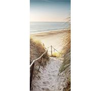 Sticker Porte 3D 73x205 cm - Plage Autocollant Porte Auto-Adhésif Amovible et Imperméable, Décoration Murale Paysage marin DIY sticker pour Salon, Chambre, Cuisine, Salle de Bain