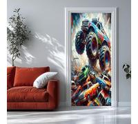 Sticker Porte 3D 73x205 cm - Véhicule tout-terrain Autocollant Porte Auto-Adhésif Amovible et Imperméable, Décoration Murale Peinture à l'huile créative DIY sticker pour Salon, Chambre, Cuisine