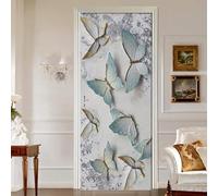 Sticker Porte 3D 85x215 cm - Papillon Autocollant Porte Auto-Adhésif Amovible et Imperméable, Décoration Murale Onirique DIY sticker pour Salon, Chambre, Cuisine, Salle de Bain