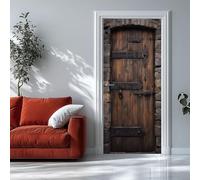 Sticker Porte 3D 85x215 cm - Porte en Bois Délavée Autocollant Porte Auto-Adhésif Amovible et Imperméable, Décoration Murale Style Rétro DIY Sticker Pour Salon, Chambre, Cuisine, Salle de Bain