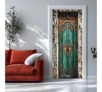Sticker Porte 3D 85x215 cm - Porte en Bois Traditionnelle Autocollant Porte Auto-Adhésif Amovible et Imperméable, Décoration Murale Style Rétro DIY Sticker Pour Salon, Chambre, Cuisine