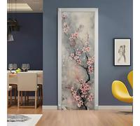 Sticker Porte 3D 90x200 cm - Élégant Autocollant Porte Auto-Adhésif Amovible et Imperméable, Décoration Murale Fleur de Prunier Art Floral DIY sticker pour Salon, Chambre, Cuisine, Salle de Bain
