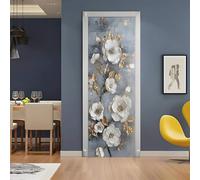 Sticker Porte 3D 90x200 cm - Rétro Autocollant Porte Auto-Adhésif Amovible et Imperméable, Décoration Murale Fleurs Art en Relief DIY sticker pour Salon, Chambre, Cuisine, Salle de Bain