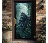 Sticker Porte 3D Animaux Sauvages Gorille, Autocollant de Porte Jungle Singe Décoratif pour Rénovation Porte Intérieure, Naturel Animal PVC Résistant à l'Humidité, 100x200cm