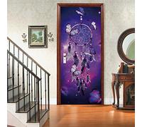 Sticker Porte 3D Attrape-rêves violet Autocollant Poster De Porte Auto-Adhésif Vinyle Affiche De Porte Sticker Mural Chambre Salle De Bain Papier Peint Art Décor L77 x H200cm