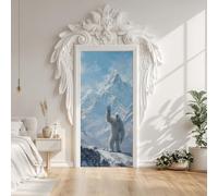 Sticker Porte 3D Gorille Sauvage Animaux, Autocollant Stickers Porte Montagne Enneigée, Papier Peint Porte Amovible PVC Auto-adhésif Chambre Salon Salle de Bain Décor 73 x 205 cm