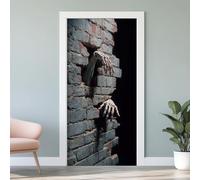 Sticker Porte 3D Halloween 83x204 cm Main de Squelette Autocollants Porte Mural Trompe L'oeil Effect Auto-adhésif Vinyle Décoration Fête d'Horreur Stickers Muraux Maison Décoration E0a232