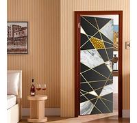 Sticker Porte 3D Marbre motifs géométriques Autocollant Poster De Porte Auto-Adhésif Vinyle Affiche De Porte Sticker Mural Chambre Salle De Bain Papier Peint Art Décor L83 x H204cm