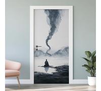 Sticker Porte 3D Méditation Zen 83x204 cm Religion Bouddha Autocollants Porte Mural Trompe L'oeil Effect Auto-adhésif Vinyle Peinture à l'Encre Stickers Muraux Maison Décoration U4s232