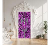 Sticker Porte 3D Papillon Imprimé léopard, Autocollant Stickers Porte Trompe-l'œil, Papier Peint Porte Amovible PVC Auto-adhésif Chambre Salon Salle de Bain Décor 73 x 205 cm