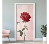 Sticker Porte 3D Rose Rouge 83x204 cm Fleur Autocollants Porte Mural Trompe L'oeil Effect Auto-adhésif Vinyle Motif Floral Stickers Muraux Maison Décoration K1d88