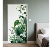 Sticker Porte 3D, Sticker Mural Porte 73x205 cm Plante Tropical Monstera Feuille Verte Fleur, pour Salon Chambre Décoration De La Maison Muraux Imperméable Stickers Amovibles