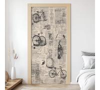 Sticker Porte 3D Vélo Rétro 83x204 cm Vieux Journal Vintage Autocollants Porte Mural Trompe L'oeil Effect Auto-adhésif Vinyle Café Bar Stickers Muraux Maison Décoration R3d151