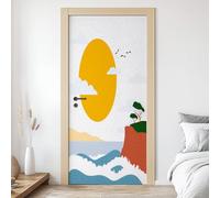 Sticker Porte 3D Vue sur la Mer 83x204 cm Côte Océan Autocollants Porte Mural Trompe L'oeil Effect Auto-adhésif Vinyle Abstrait Moderne Stickers Muraux Maison Décoration R3d23