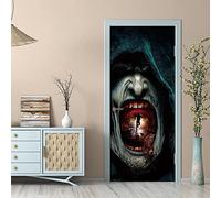 Sticker Porte 3D Zombi D'Horreur Mer Autocollant Poster De Porte Auto-Adhésif Affiche De Porte Sticker Mural Chambre Salle De Bain Papier Peint Art Décor 90 X 200 Cm