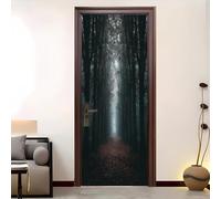 Sticker Porte 90x200 cm PVC Imperméable Sentier Forestier Tranquille Poster de Porte 3D Stickers Muraux Autocollant Mural Amovible Vert Auto-adhésif Murale pour Porte Salon Chambre Decoration