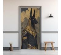 Sticker Porte Anubis, Auto-adhésif Autocollant Porte Dieu Égyptien Ancienne, Papier Peint pour intérieure Bureau Chambre Salon Alle de Bain 80 x 200 cm