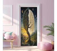Sticker Porte Arbre De Vie Planète Effet 3D Vinyle Auto-adhésif Imperméable Amovible Papier Peint Porte Viking Fantastique 80x200 cm pour Salon Chambre Salle de Bain Gb238z
