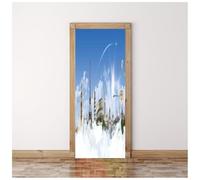Sticker Porte Architecture Du Monde Du Cloud Trompe L'Oeil Effet 3D Pour Décoration Autocollant De Porte 77X200Cm Chambre Salon Cuisine Salle De Bain Papier Peint Imperméable Amovible Muraux