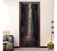 Sticker Porte Auto-adhésif 83x205 cm Sentier Forestier Tranquille Décoration Stickers Muraux, DIY Autocollants Porte Amovible Gris Pour Cuisine Chambre Salle de Bain Papier peint photo
